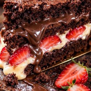 imagem do produto Fatia de BOLO :  Briga Brownie com Morangos 🍓
