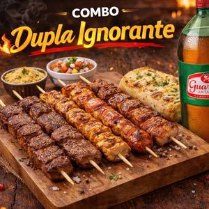 imagem do produto Combo Dupla ignorante 4 espeto 2 carne+2 frango+ pão de alho+refr2 l