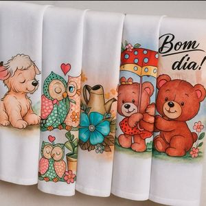 imagem do produto Pano de prato branco com estampas