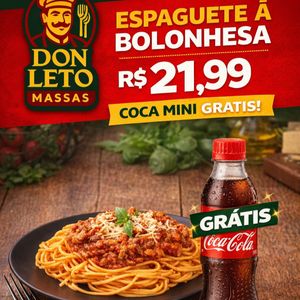 imagem do produto Espaguete à bolonhesa  + Coca Mini 200ml Grátis 