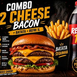 imagem do produto 2 CHEESE BACON + BATATA + REFRI 1L