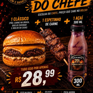 imagem do produto OFERTA DO CHEFE👨🍳1 clássico+1 espetinho de carne+1 açaí na garrafa