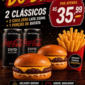 imagem do produto 2 Clássicos + 2 Coca Zero Lata + 1 Porção de Batata