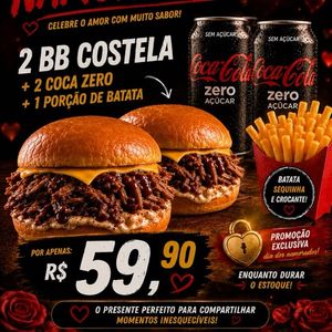 imagem do produto 2 BB Costela + 2 Coca Zero Lata + Porção de Batata