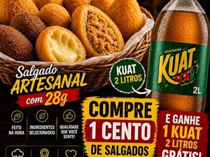 imagem do produto Cento de salgados artesanais com tempero caseiro leva de brinde um refrigerante