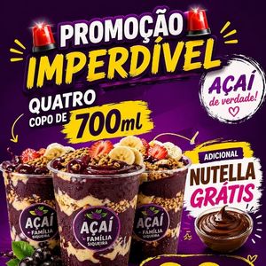 imagem do produto Promoção 4 copo de 700ml + adicional de nutella grátis 