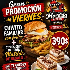 imagem do produto Promo Chivito familiar más fritas y dos porciones de torta matilda $390