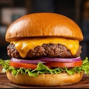 imagem do produto (Santa Rosa) Pão brioche , blend de maminha 120g, queijo cheddar ou mussarela, salada fresca, e a maionese especial da casa.