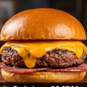 imagem do produto (Coite pedreiras) Pão brioche , blend de maminha 200g, dupla camada de cheddar derretido, fatias de bacon,  e a maionese temperada da casa. 