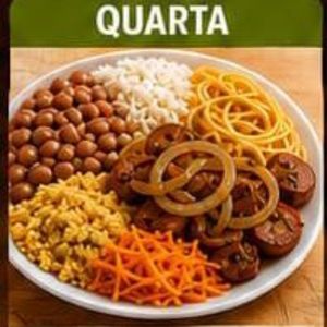 imagem do produto QUARTA
Arroz branco
Macarrão 
Feijão carioca 
Churrasco 
Farofa caseira
Salada do dia 
