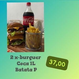 imagem do produto  2 x-burguer/ batata P/ coca 1Lt