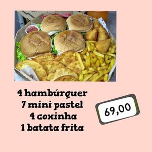 imagem do produto 4 Hambúrguer/ 7 mini Pastel/ 4 Coxinha/ Batata P 