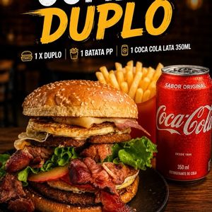 imagem do produto 1 X DUPLO + 1 BATATA PP + 1 COCA-COLA LATA 350ML