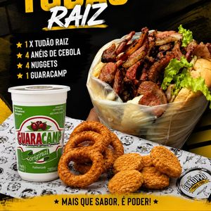 imagem do produto 1 X TUDÃO RAIZ + 4 ANEIS DE CEBOLA + 4 NUGGUET + 1 GUARACAMP