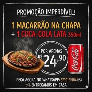 imagem do produto Macarrão Na Chapa + Coca Lata 