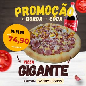 imagem do produto 1 Pizza GG + BORDA + COCA 1L DE 81,90 Por 74,90