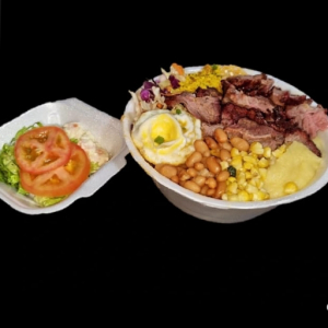 imagem do produto #Promoção:Marmita Pequena com  churrasco+1 carne+ salada separada+1 refri200ml 