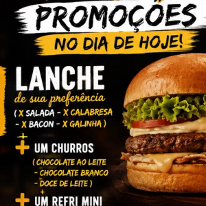 imagem do produto Promoção 1 Lanche + 1 churros + refri mini 