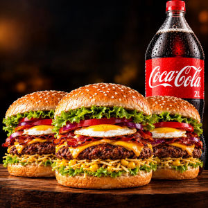 imagem do produto COMBO H2 - 3 H2 BURGUER + 1 COCA 2L