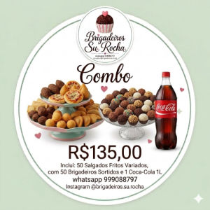 imagem do produto 50 Salgados Fritos Variados + 50 Brigadeiros Tradicionais Sortidos + Coca Cola 1L 