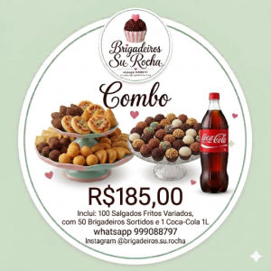 imagem do produto 100 Salgados Fritos Variados + 50 Brigadeiros Tradicionais Sortidos + Coca Cola 1L 