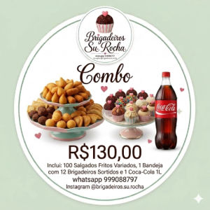imagem do produto 100 Salgados Fritos Variados + Bandeja 12 Brigadeiros Sortidos + Coca Cola 1L 