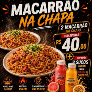 imagem do produto Promoção 2 Macarrão na Chapa + 2 Sucos 200ml