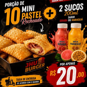 imagem do produto Promoção 10 mini Pastel variados+ 2 sucos 200ml