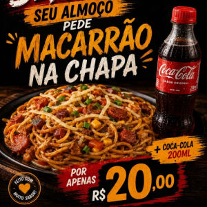 imagem do produto Promoção 1 macarrão na chapa + 1 coca-cola 200ml