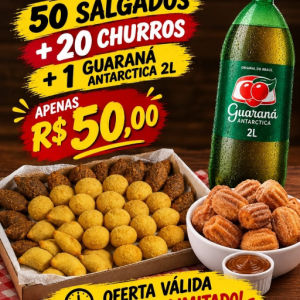 imagem do produto 50 salgados + 20 churros + Guaraná 2l