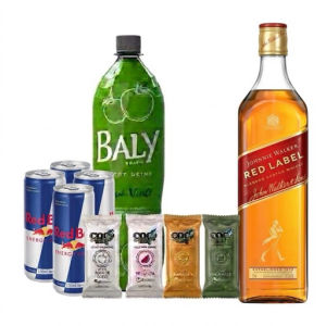 imagem do produto Combo Whisky Red Label + Bally 2l + 4 gelo de coco