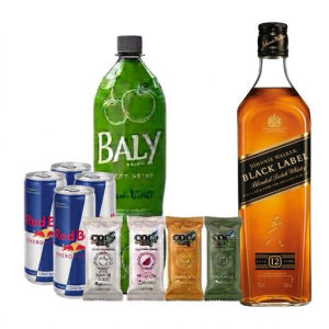 imagem do produto Combo Whisky Black Label + Bally 2l + 4 gelo de coco