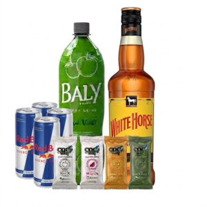 imagem do produto Combo Whisky white horse + Bally 2l + 4 gelo de coco