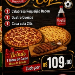 imagem do produto 1 Pizza Calabacon+ 1 Pizza Quatro Queijos+ Taboa de cortes+ Coca cola 2lts