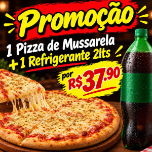 imagem do produto Mussarela 8 P 35 cm assada + Refrigerante 2lts Brinde consultar sabor