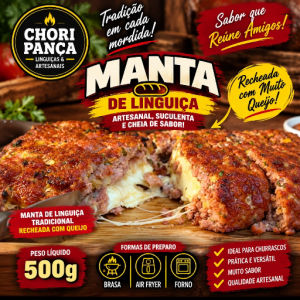 imagem do produto Manta de Linguiça recheada com queijo / Pacote 500gr