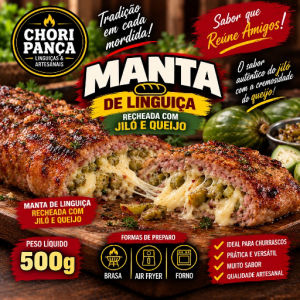 imagem do produto Manta de Linguiça recheada com Jiló e Queijo / Pacote 500gr