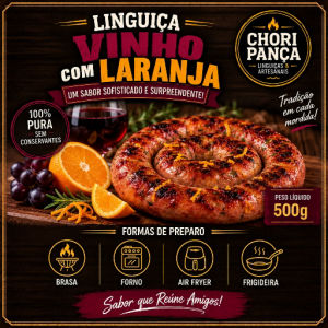 imagem do produto Linguiça Artesanal Vinho com Laranja / Pacote 500 gramas