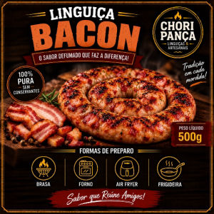 imagem do produto Linguiça Artesanal de bacon / Pacote 500 gramas