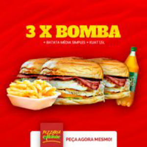 imagem do produto 3 X-Bomba + Batata Média Simples + Kuat 1,5l