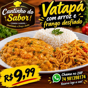 imagem do produto Vatapa completo com arroz e frango desfiado 