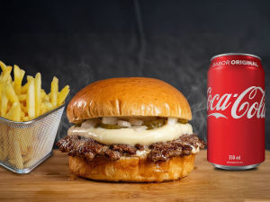 imagem do produto Combo Smash Burger Catupiry Clássico + Coca cola 350 ml + Fritas