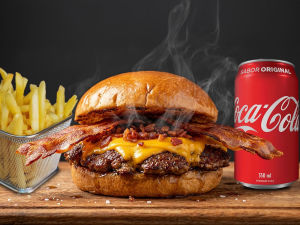 imagem do produto Combo Smash Burger Cheddar Super Bacon + Coca cola 350 ml + Fritas